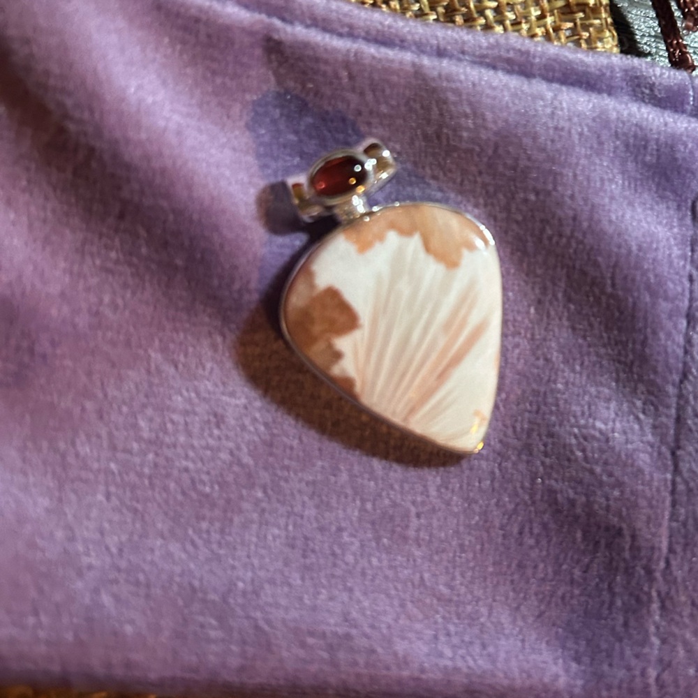 Garnet and Orange Scolecite Stone Pendant